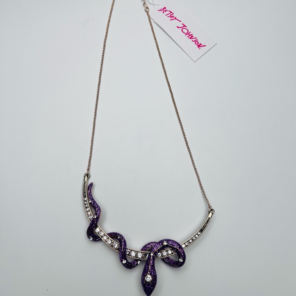 Betsey Johnson Purple and Silver Snake Necklace